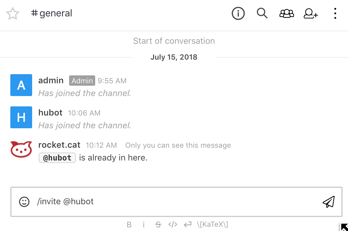 Rocketchat Invite Hubot