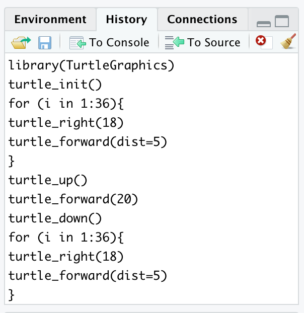 R Studio History Pane