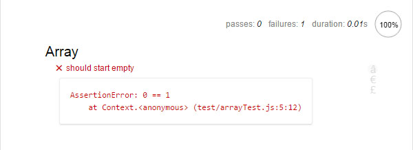 Mocha test error - one test failing