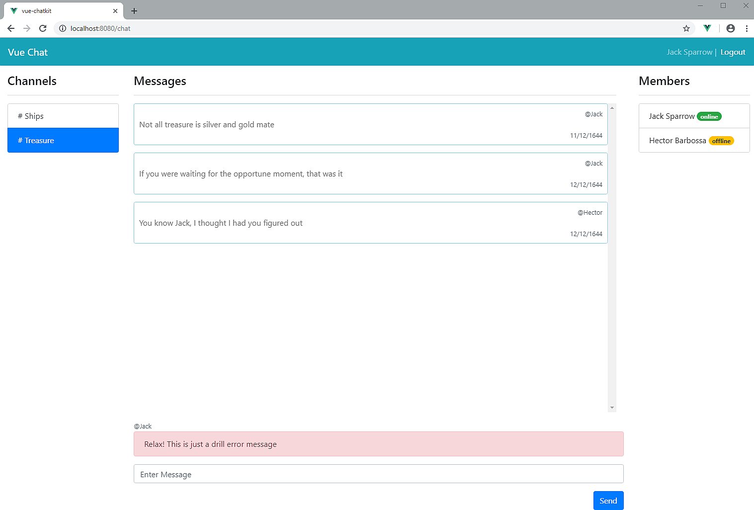 Displaying mock data