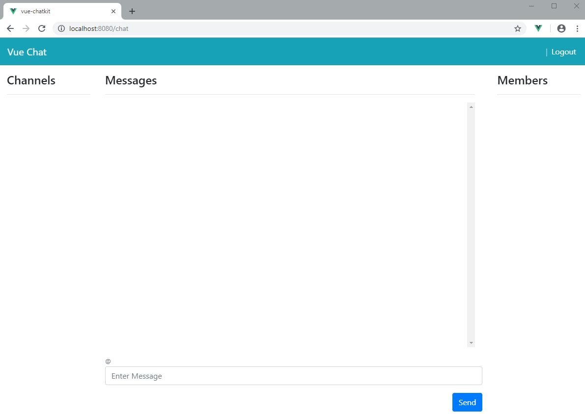 The blank chat dashboard