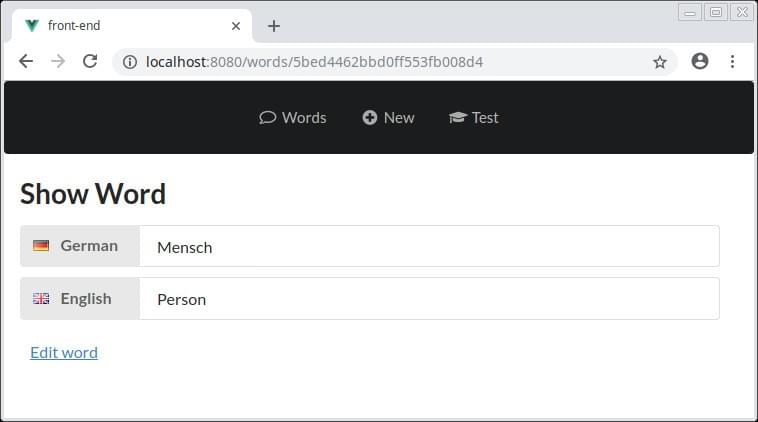 Show Word screen displaying "Person" "Mensch"
