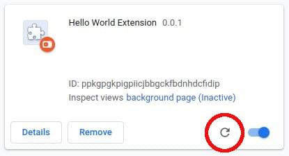 Reload the extension