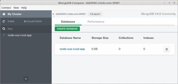 MongoDB Compass connected to mLabs
