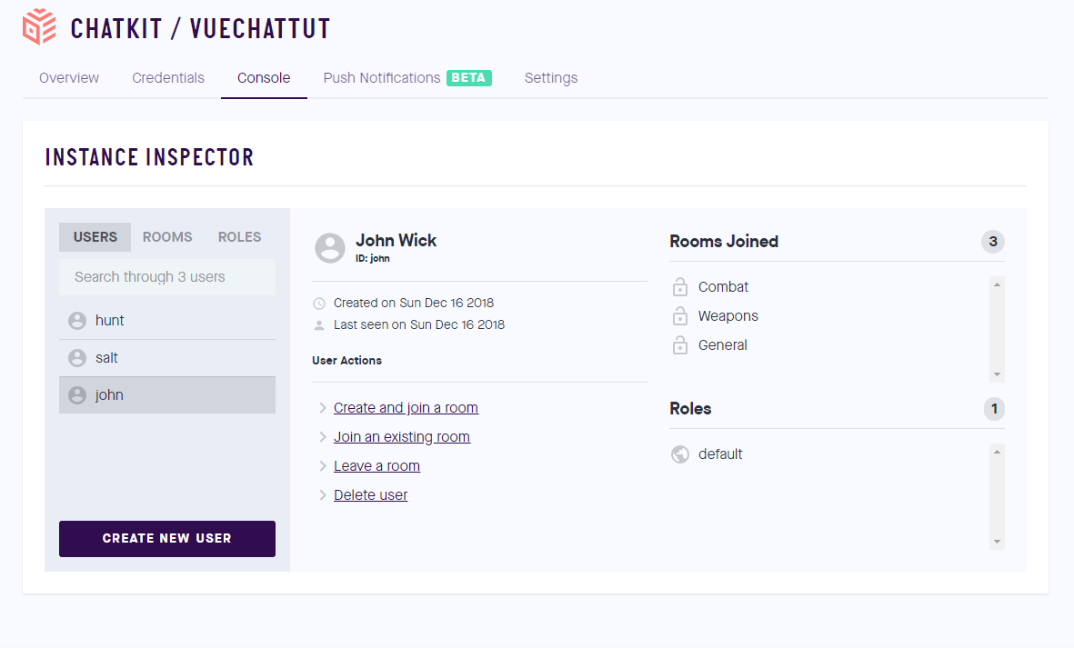 A snapshot of the console