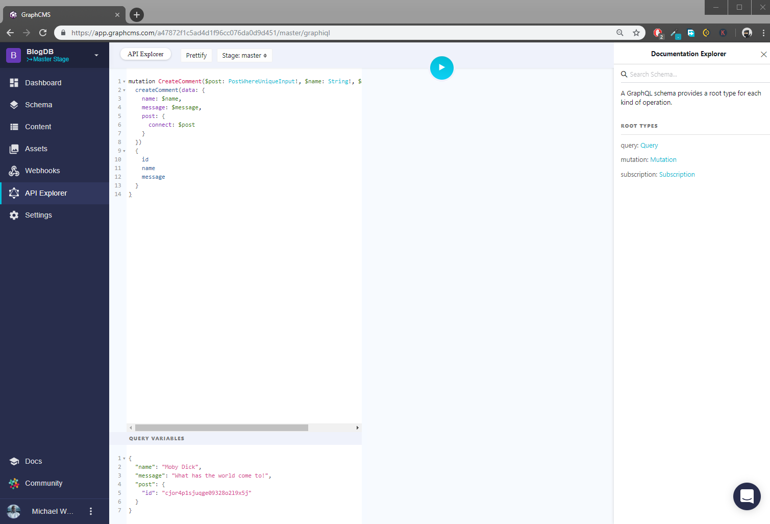 A GraphCMS mutation example