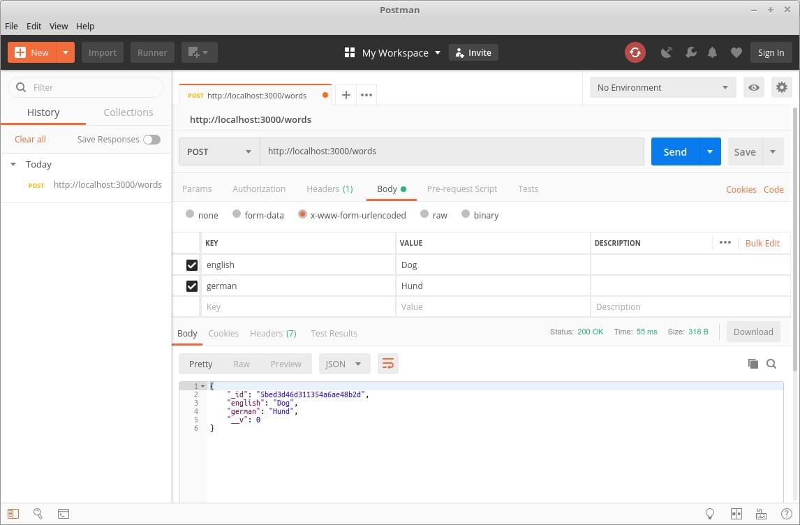 Postman—a successful POST request