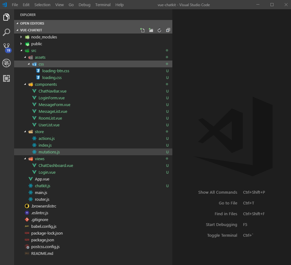Files and folders to create