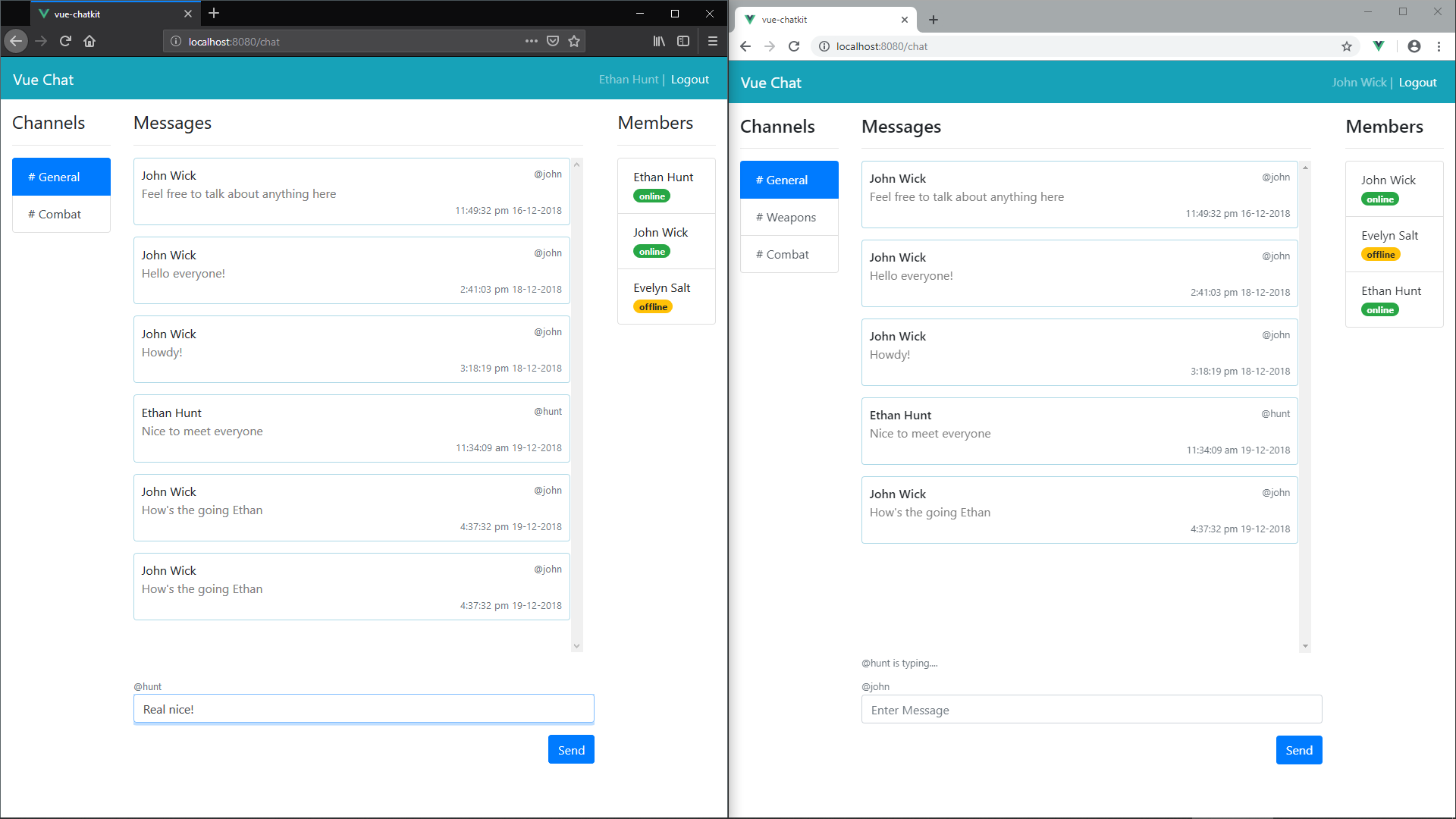 A notification in another user’s chat window