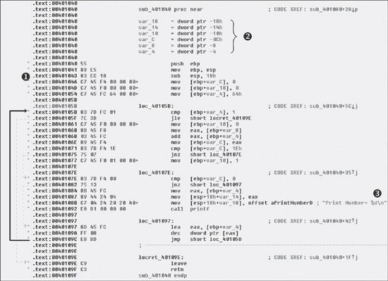 Text mode of IDA Pro’s disassembly window