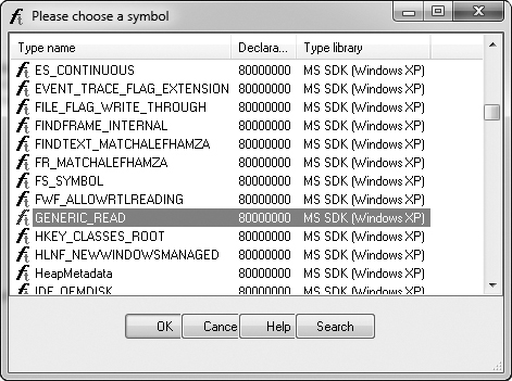 Standard symbolic constant window
