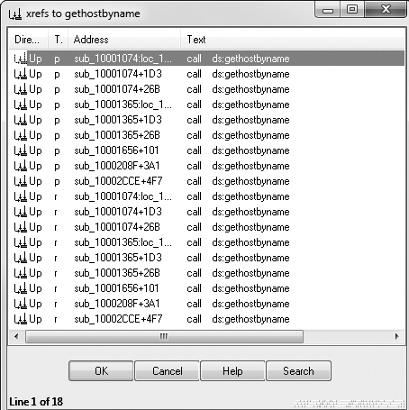 Cross-references to gethostbyname