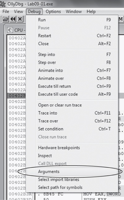 Choosing to debug arguments