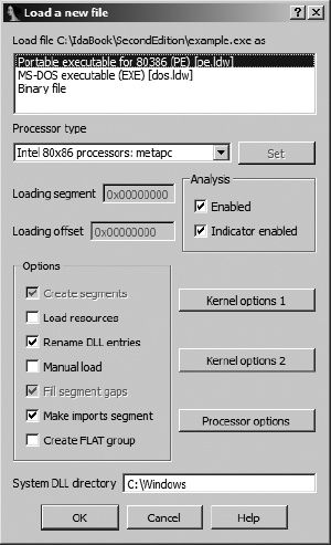 The IDA Load a New File dialog