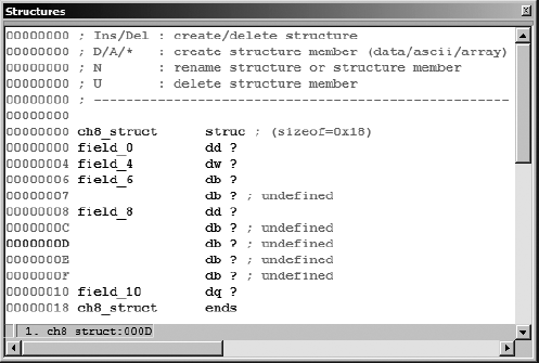Manually generated definition of the ch8_struct