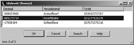 Example of the choose2 dialog