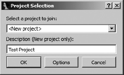 CollabREate Project Selection dialog