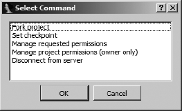 CollabREate Select Command dialog