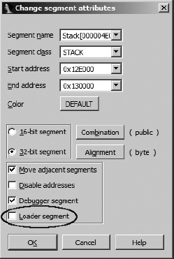 Segment editing dialog with the Loader segment checkbox