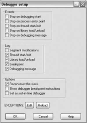 Debugger Setup Options