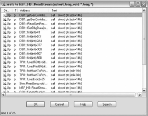 Xrefs to MSF_HB::ReadStream after the Script