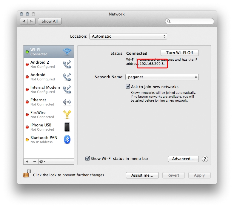 Finding your IP address on OSX