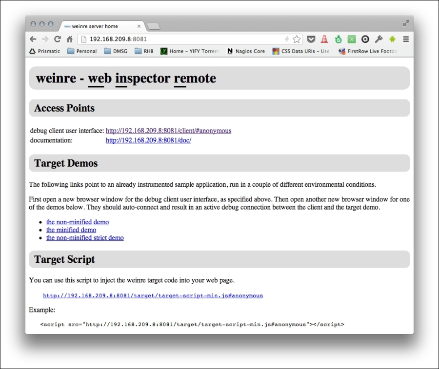 Getting started with WEINRE