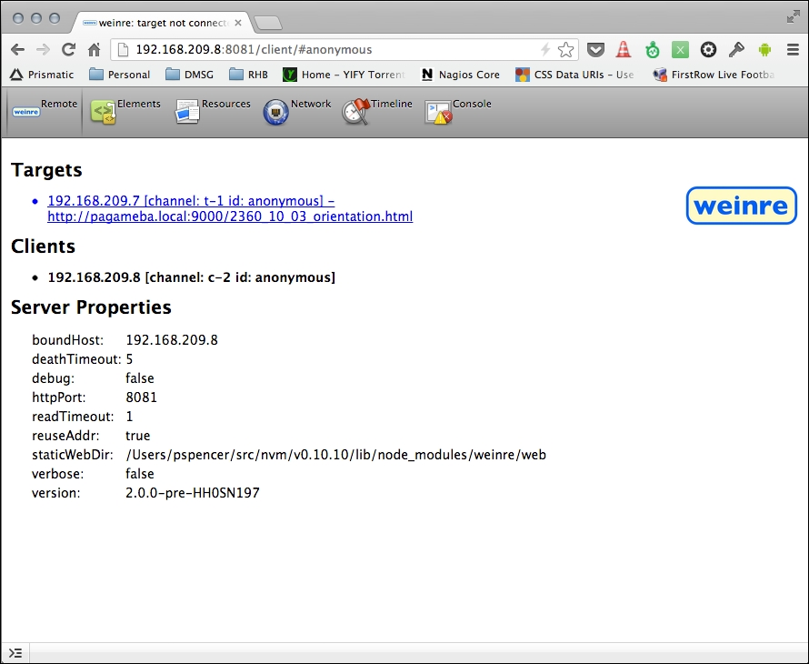 Getting started with WEINRE