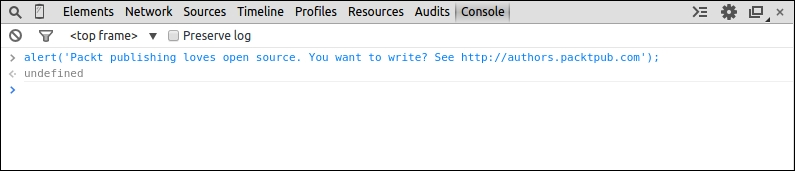 Time for action – executing code in the Console