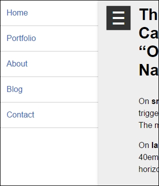 The Off-Canvas or Off-Screen navigation