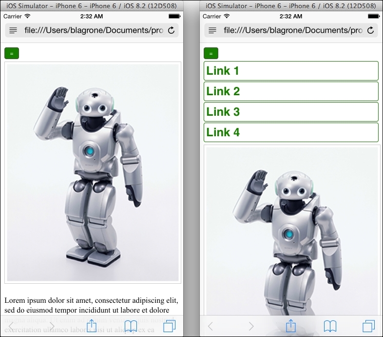 Viewing your interactive responsive navigation
