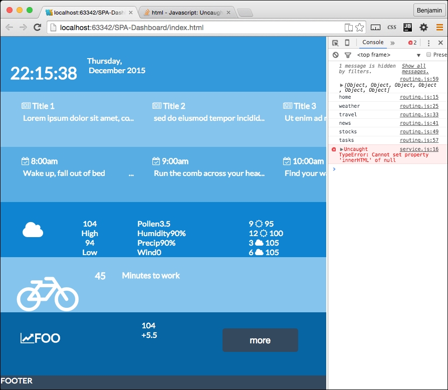 Using routing registry tables to load home content