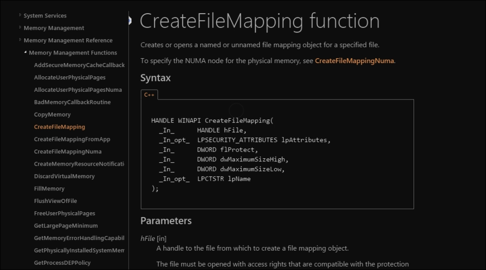 Section object creation