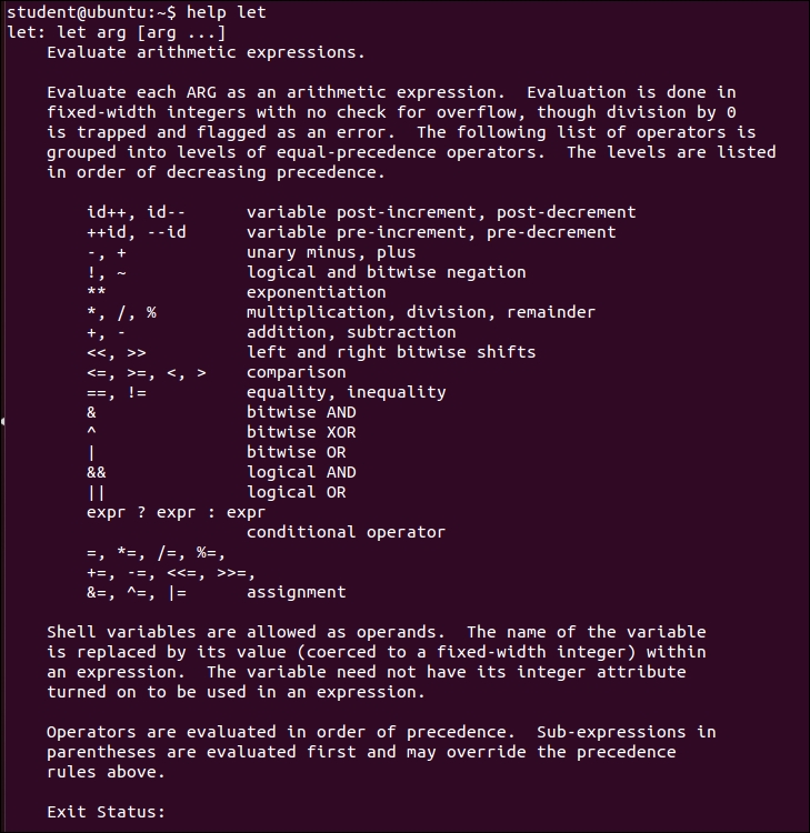 Using the let command for arithmetic
