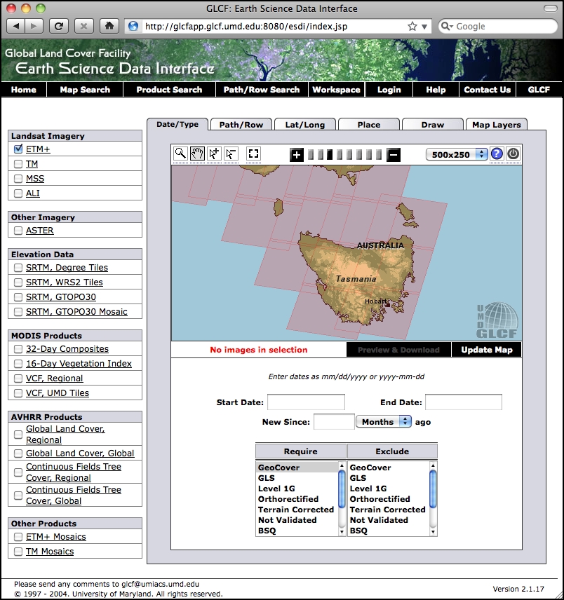 Obtaining Landsat imagery