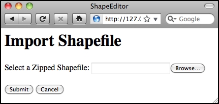 The Import Shapefile form