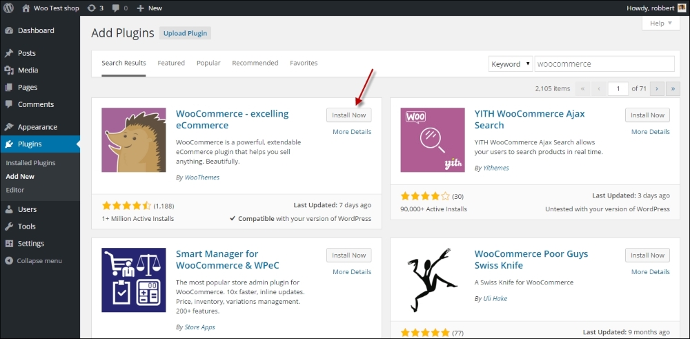 Installing WooCommerce