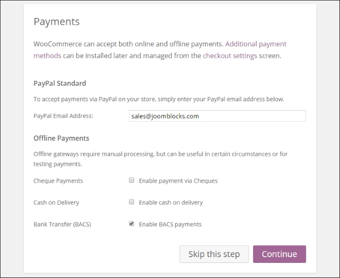 Installing WooCommerce
