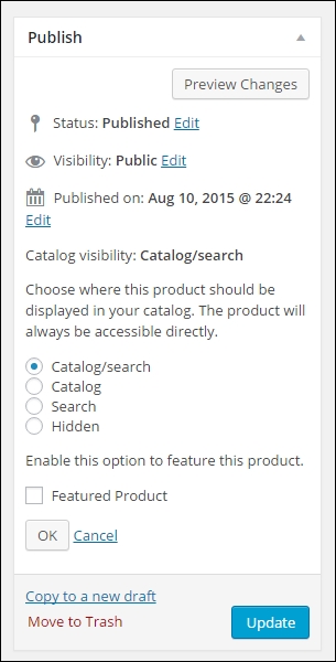 Product visibility options