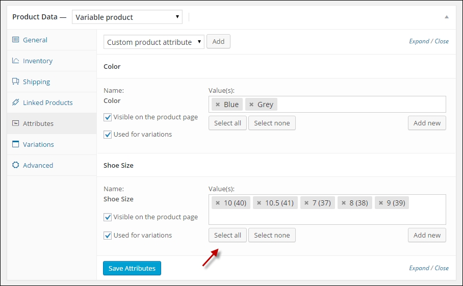 Setting up variable and grouped products
