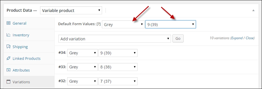 Setting up variable and grouped products