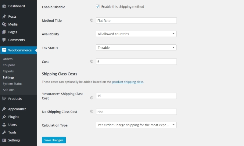 Using shipping classes