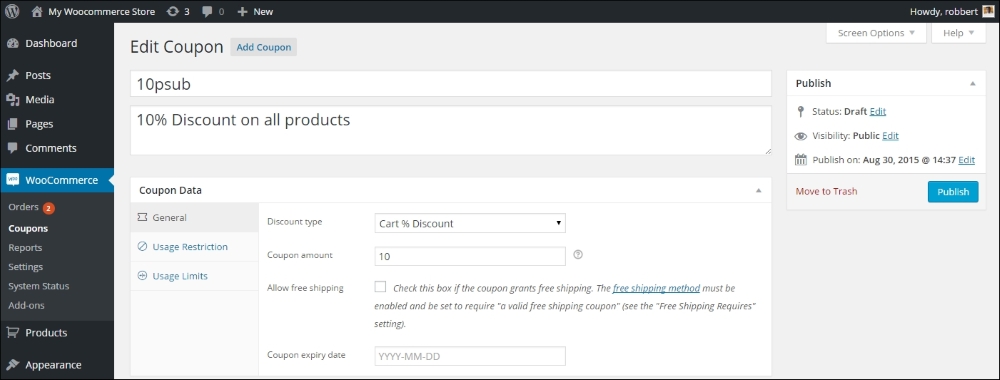 Using discount coupons