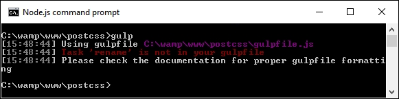 Task '<name of task>' is not in your gulpfile