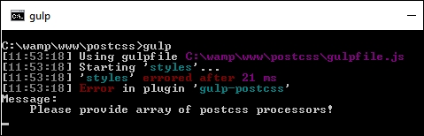 Please provide array of postcss processors!