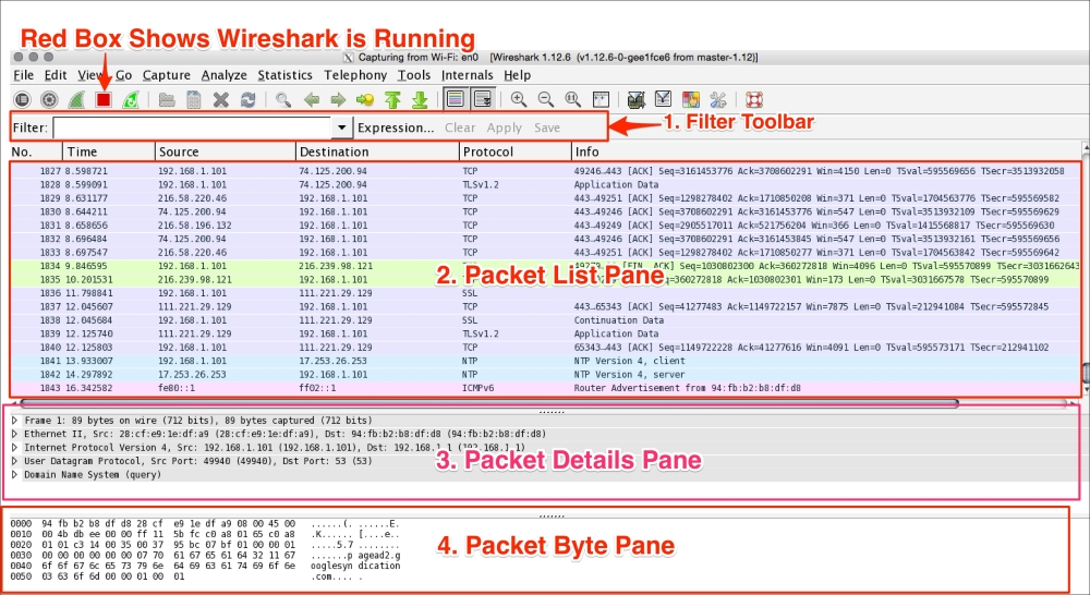 Wireshark user interface