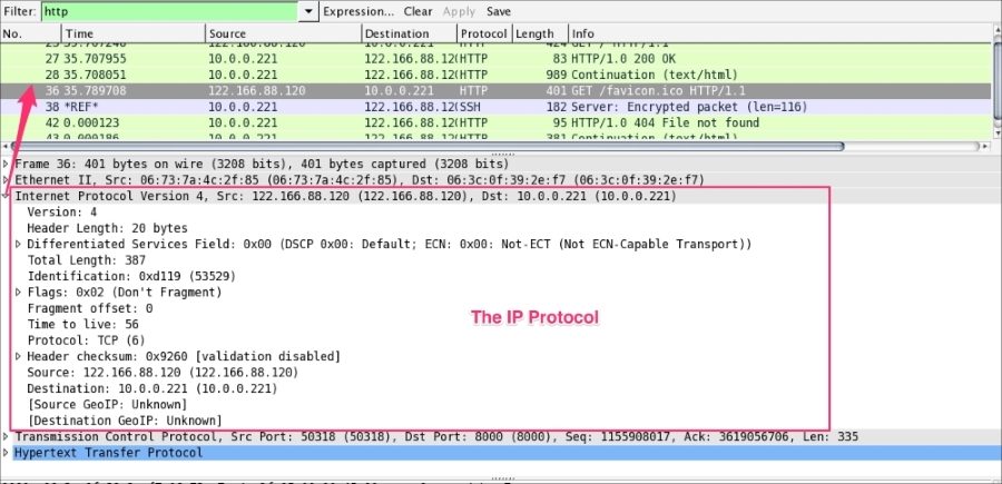 The Packet Details pane
