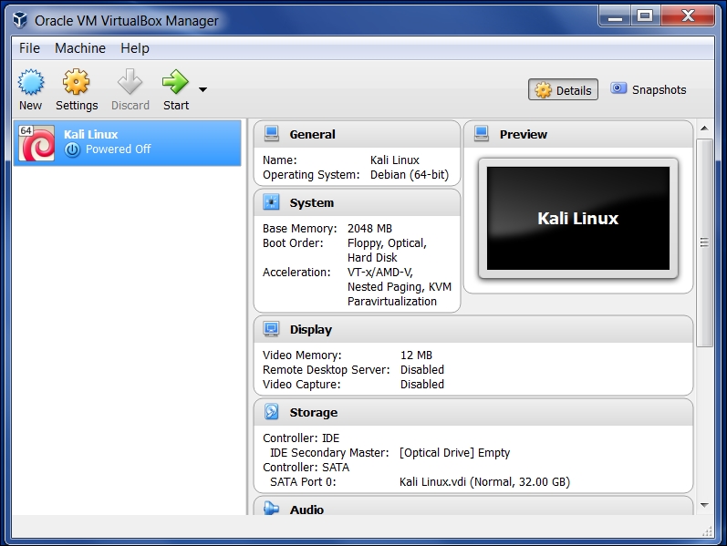 Installing Kali on a virtual machine from the ISO image
