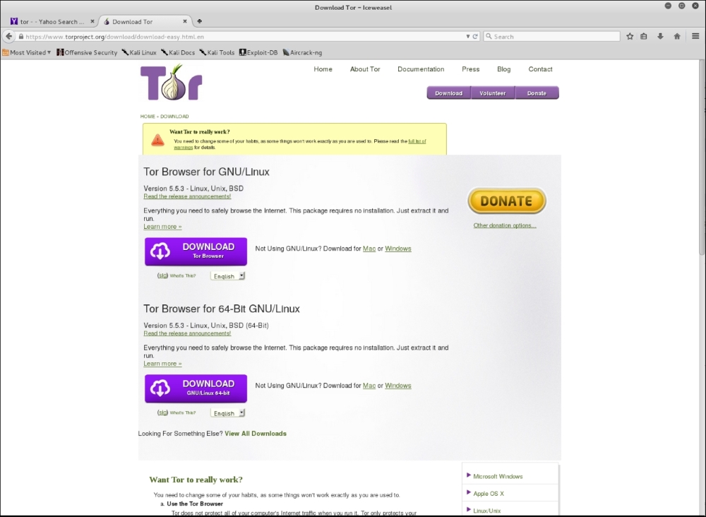 Installing the TOR Browser