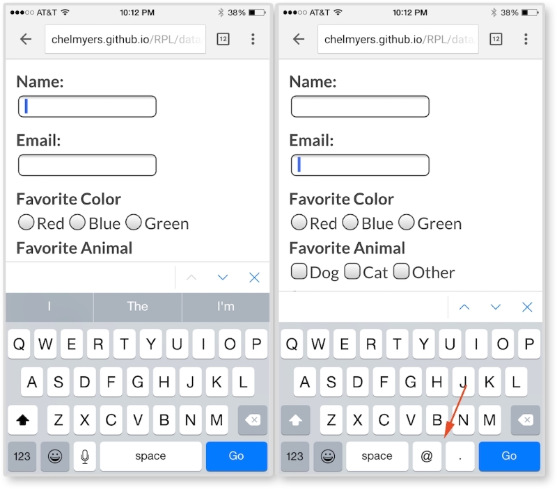 #2 Use proper values for input's type attribute